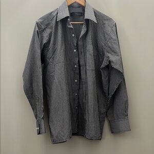 Men's Black and White Checkered Shirt 40cm